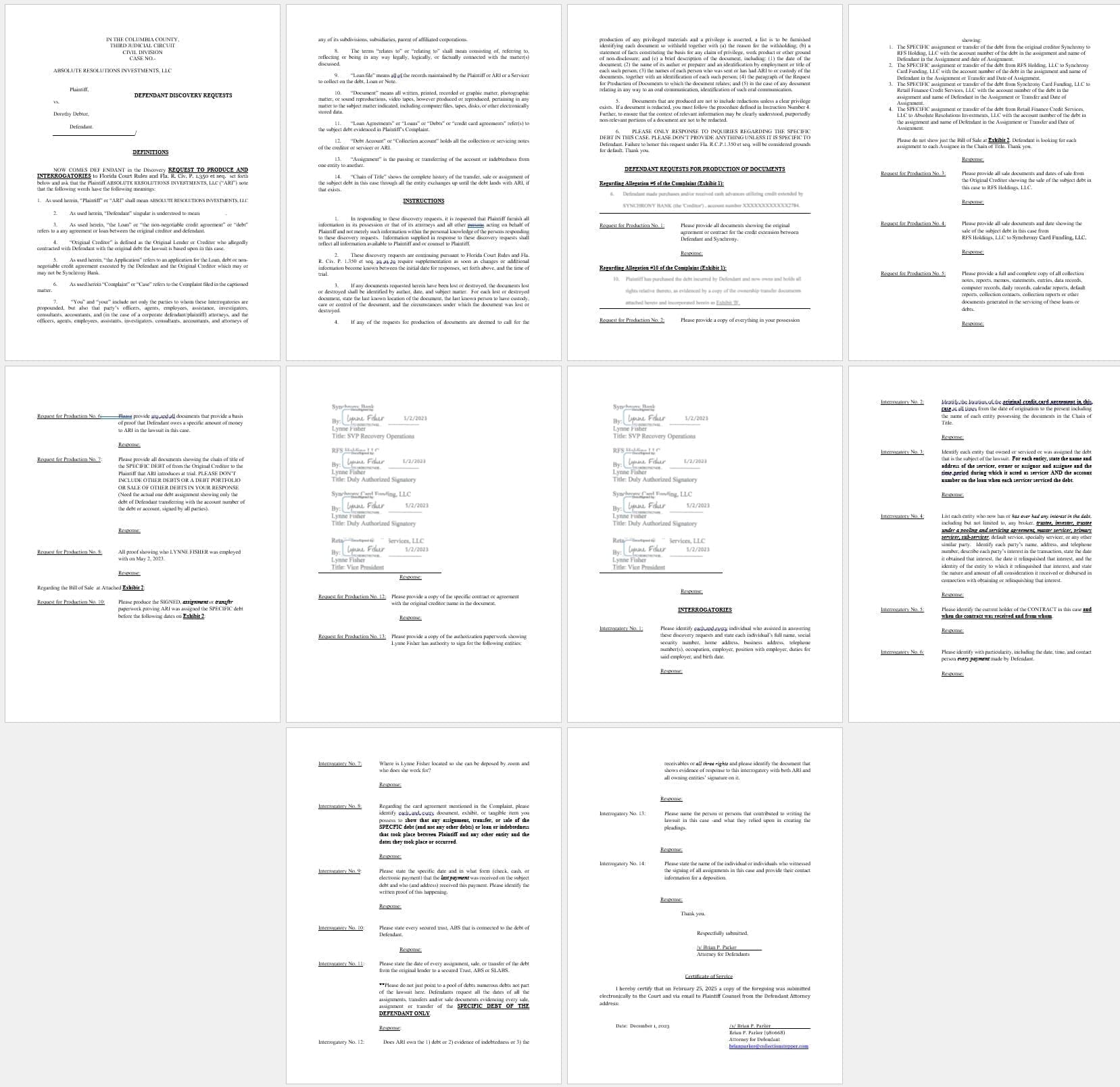 Discovery Against Absolute Resolutions Request for Production and Interrogatories Discovery Against Absolute Resolutions Request for Production and Interrogatories