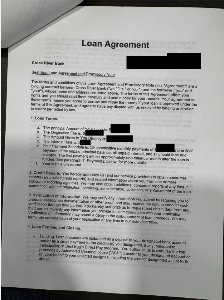 Loan agreement FROM CRB