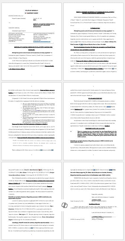 Another Word Summary Motion Response