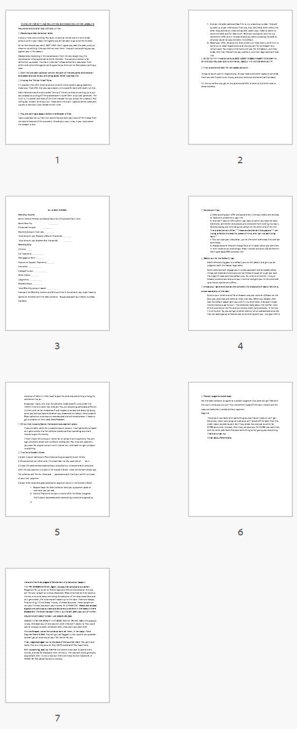 Checklist for Settling Collection Debts and Collection Lawsuit Checklist for Settling Collection Debts and Collection Lawsuit