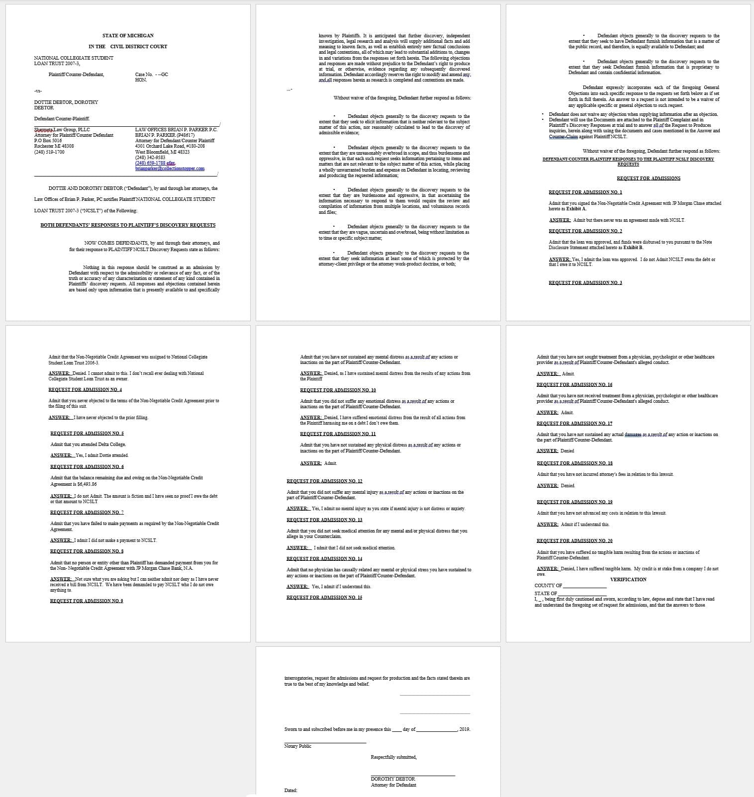 Debtor Discovery Responses for Student Loans