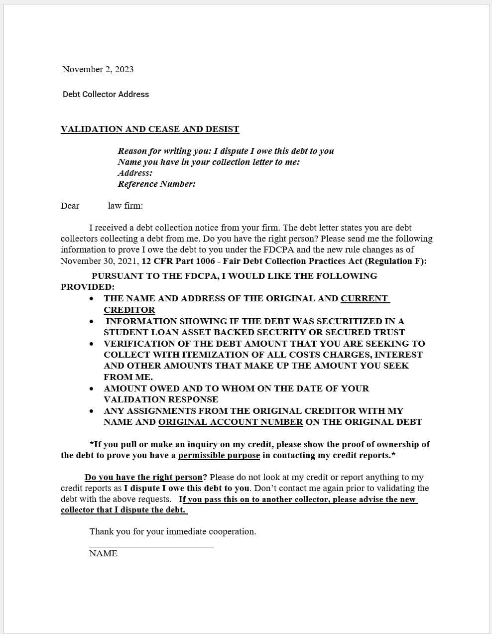 Validation Letter for Public Student Loans