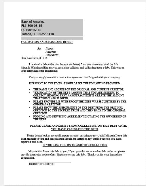 BOA Validation Letter