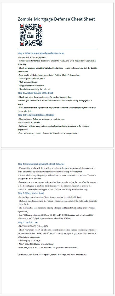 Zombie Mortgage Defense Check Sheet